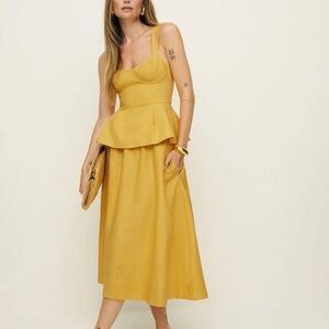 Reformation Yellow Midi Dress